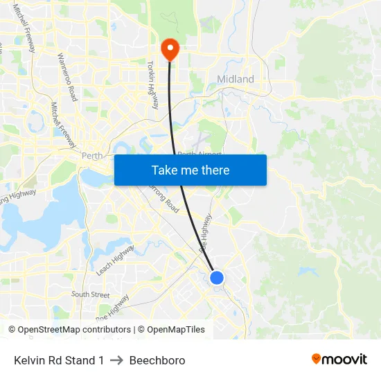 Kelvin Rd Stand 1 to Beechboro map