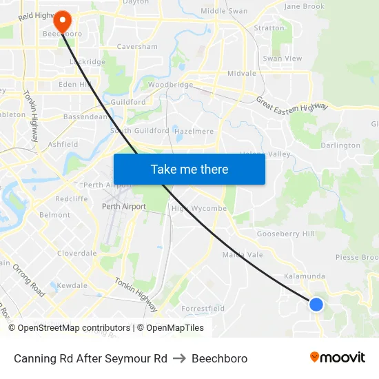 Canning Rd After Seymour Rd to Beechboro map