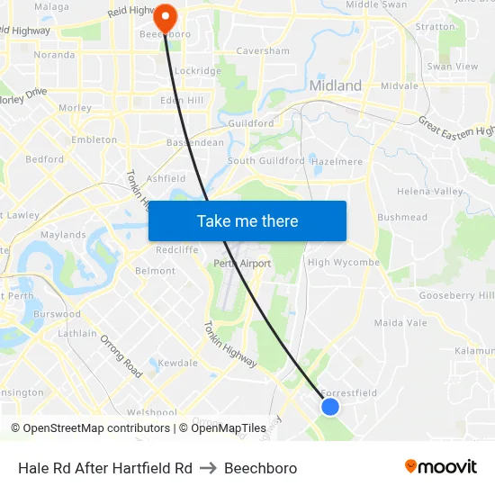 Hale Rd After Hartfield Rd to Beechboro map