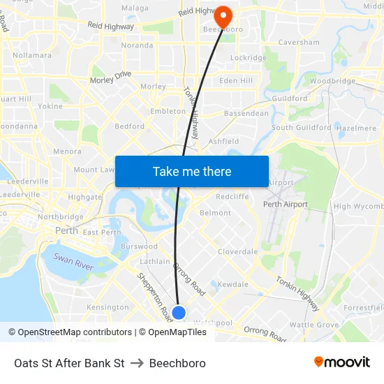 Oats St After Bank St to Beechboro map