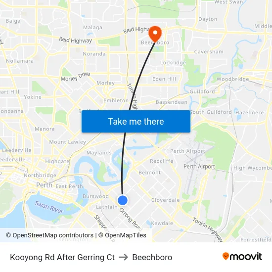 Kooyong Rd After Gerring Ct to Beechboro map