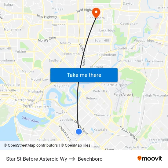 Star St Before Asteroid Wy to Beechboro map