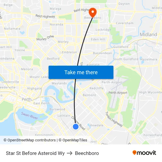 Star St Before Asteroid Wy to Beechboro map