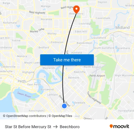 Star St Before Mercury St to Beechboro map
