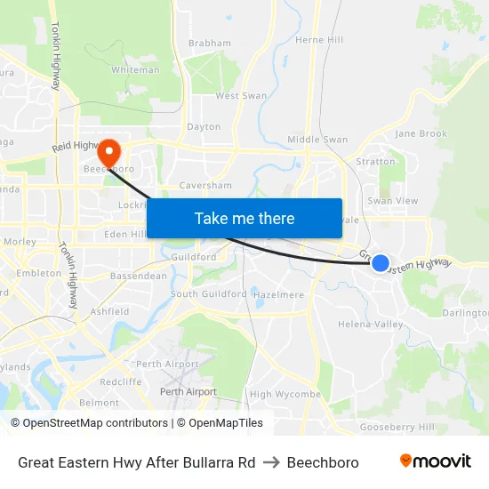 Great Eastern Hwy After Bullarra Rd to Beechboro map