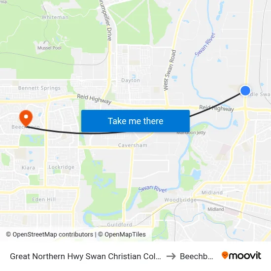 Great Northern Hwy Swan Christian College to Beechboro map