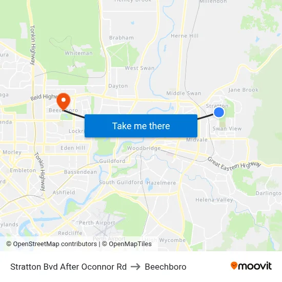 Stratton Bvd After Oconnor Rd to Beechboro map
