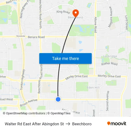 Walter Rd East After Abingdon St to Beechboro map