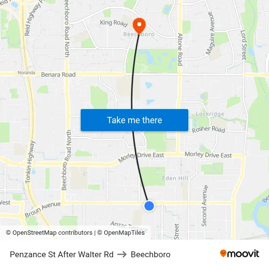 Penzance St After Walter Rd to Beechboro map