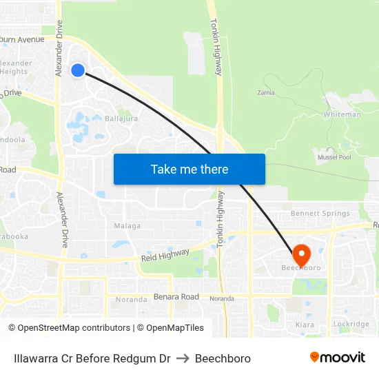 Illawarra Cr Before Redgum Dr to Beechboro map