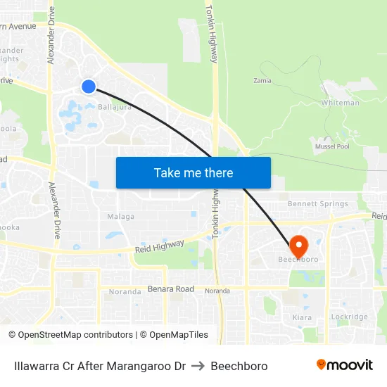 Illawarra Cr After Marangaroo Dr to Beechboro map
