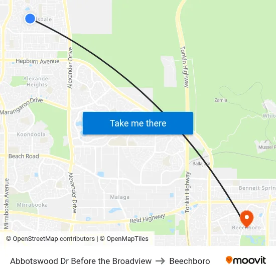 Abbotswood Dr Before the Broadview to Beechboro map