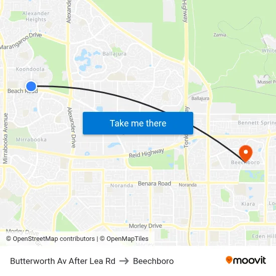 Butterworth Av After Lea Rd to Beechboro map