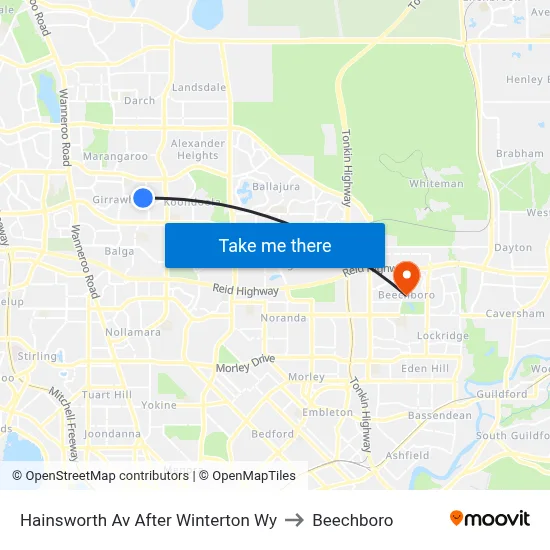 Hainsworth Av After Winterton Wy to Beechboro map