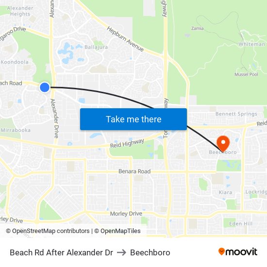 Beach Rd After Alexander Dr to Beechboro map