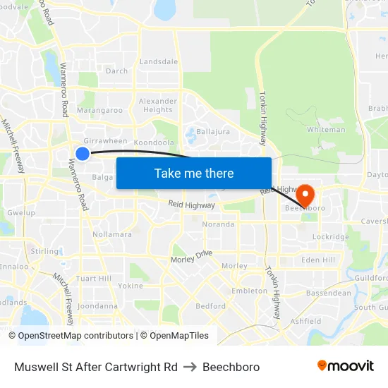 Muswell St After Cartwright Rd to Beechboro map