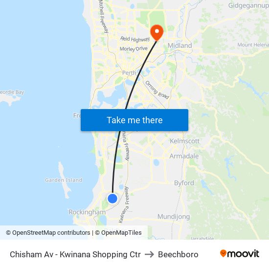 Chisham Av - Kwinana Shopping Ctr to Beechboro map