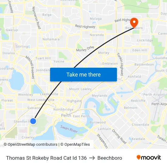 Thomas St Rokeby Road Cat Id 136 to Beechboro map