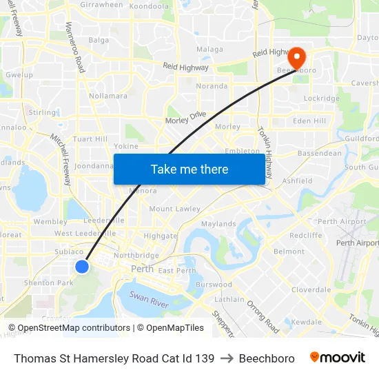 Thomas St Hamersley Road Cat Id 139 to Beechboro map