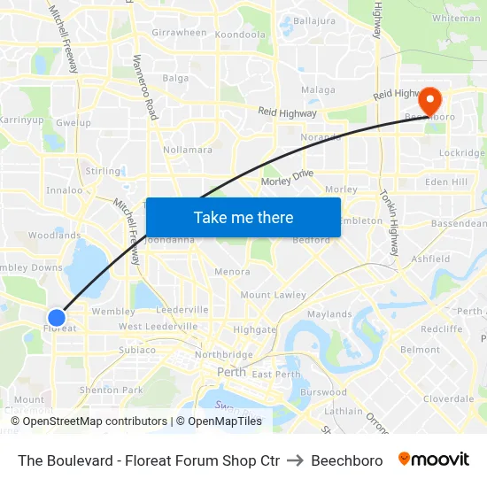 The Boulevard  - Floreat Forum Shop Ctr to Beechboro map