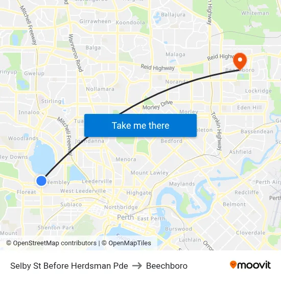 Selby St Before Herdsman Pde to Beechboro map