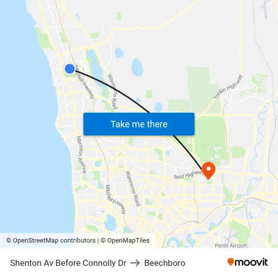 Shenton Av Before Connolly Dr to Beechboro map