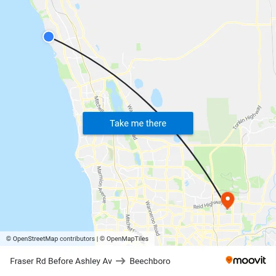 Fraser Rd Before Ashley Av to Beechboro map