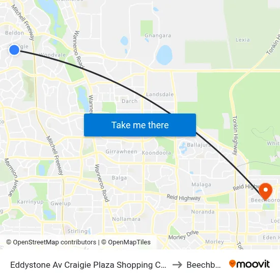Eddystone Av Craigie Plaza Shopping Centre to Beechboro map