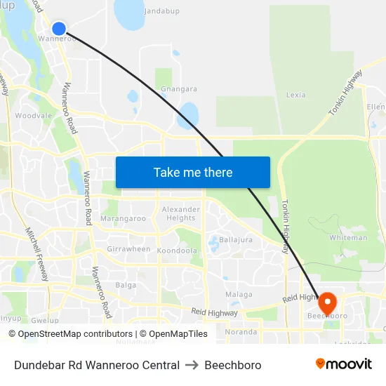 Dundebar Rd Wanneroo Central to Beechboro map