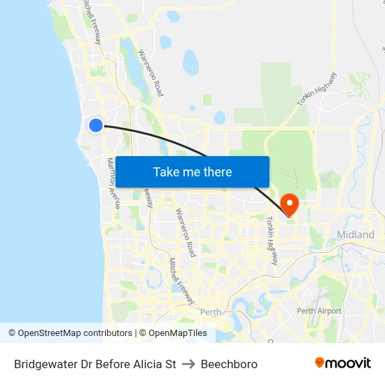 Bridgewater Dr Before Alicia St to Beechboro map