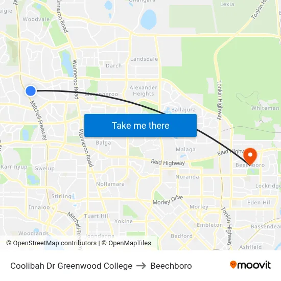 Coolibah Dr Greenwood College to Beechboro map