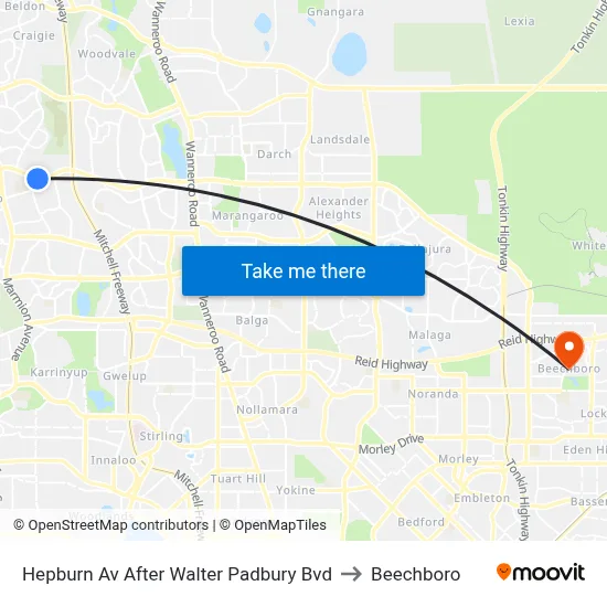 Hepburn Av After Walter Padbury Bvd to Beechboro map