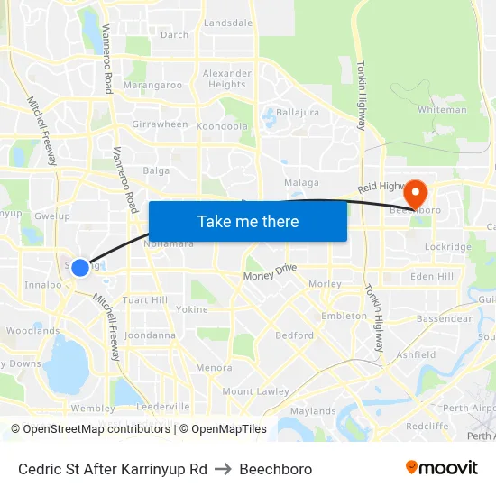 Cedric St After Karrinyup Rd to Beechboro map