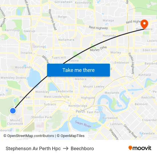 Stephenson Av Perth Hpc to Beechboro map