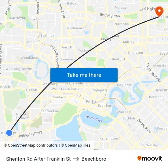 Shenton Rd After Franklin St to Beechboro map
