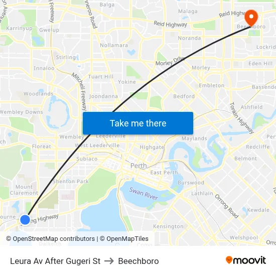 Leura Av After Gugeri St to Beechboro map