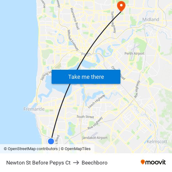 Newton St Before Pepys Ct to Beechboro map