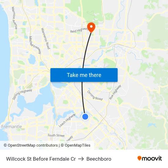 Willcock St Before Ferndale Cr to Beechboro map