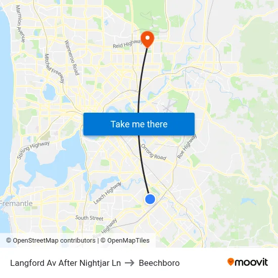 Langford Av After Nightjar Ln to Beechboro map