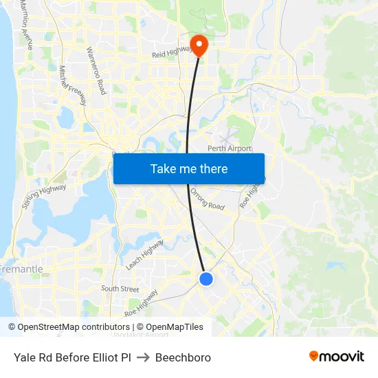 Yale Rd Before Elliot Pl to Beechboro map