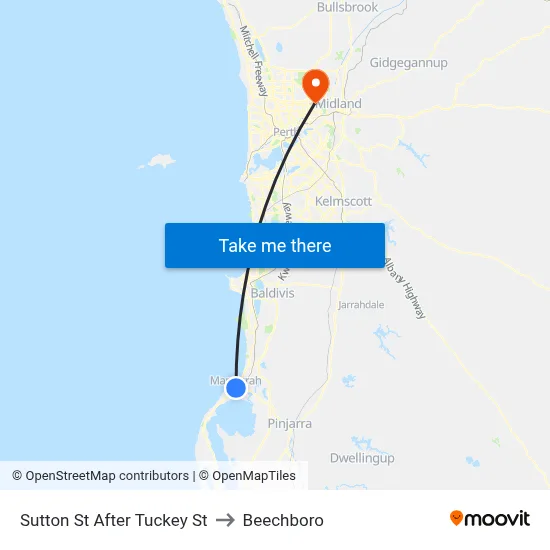 Sutton St After Tuckey St to Beechboro map