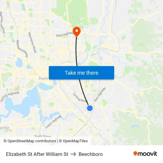 Elizabeth St After William St to Beechboro map