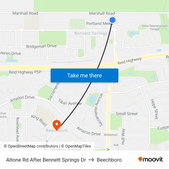 Altone Rd After Bennett Springs Dr to Beechboro map