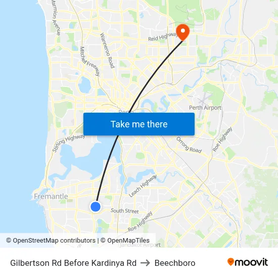 Gilbertson Rd Before Kardinya Rd to Beechboro map