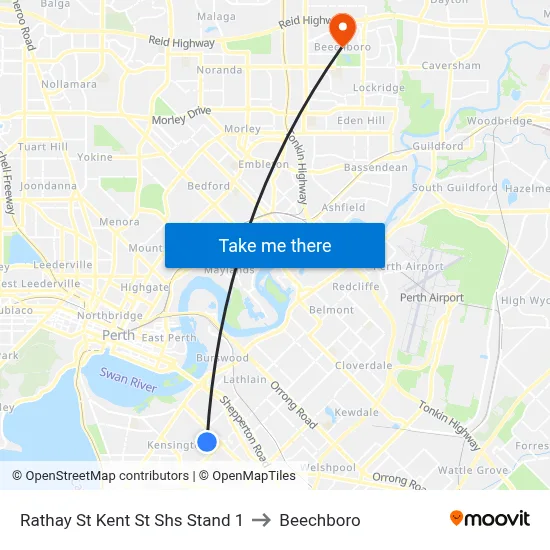 Rathay St Kent St Shs Stand 1 to Beechboro map
