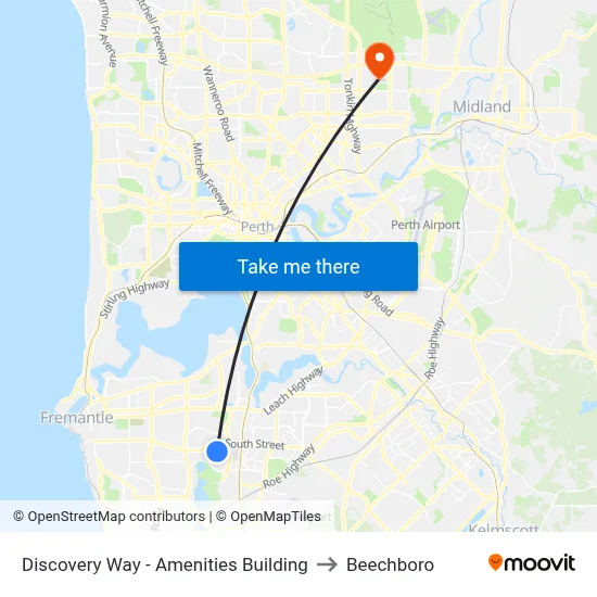 Discovery Way - Amenities Building to Beechboro map