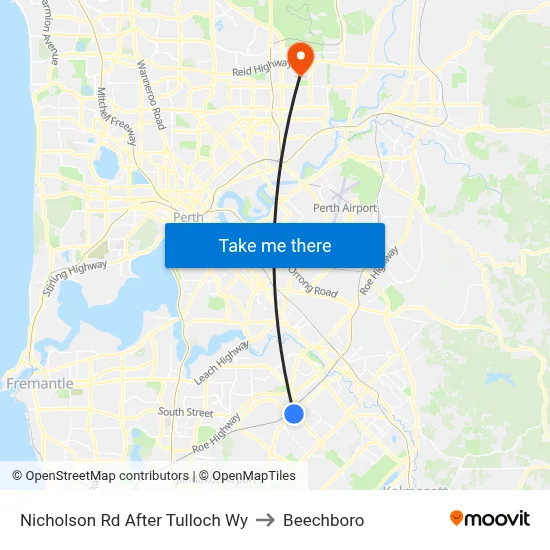 Nicholson Rd After Tulloch Wy to Beechboro map