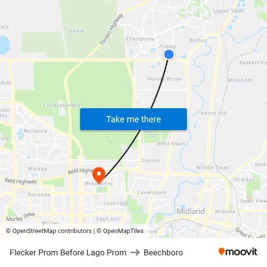 Flecker Prom Before Lago Prom to Beechboro map