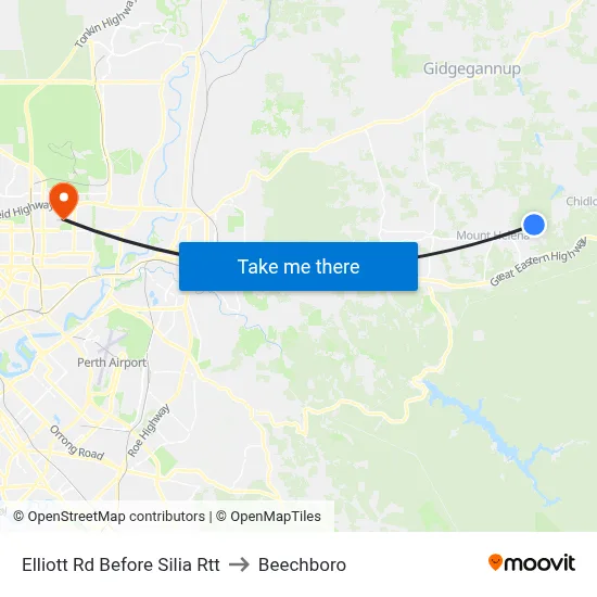 Elliott Rd Before Silia Rtt to Beechboro map