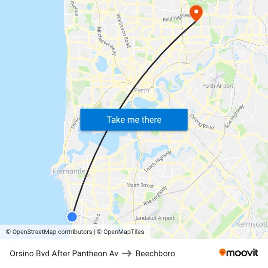Orsino Bvd After Pantheon Av to Beechboro map